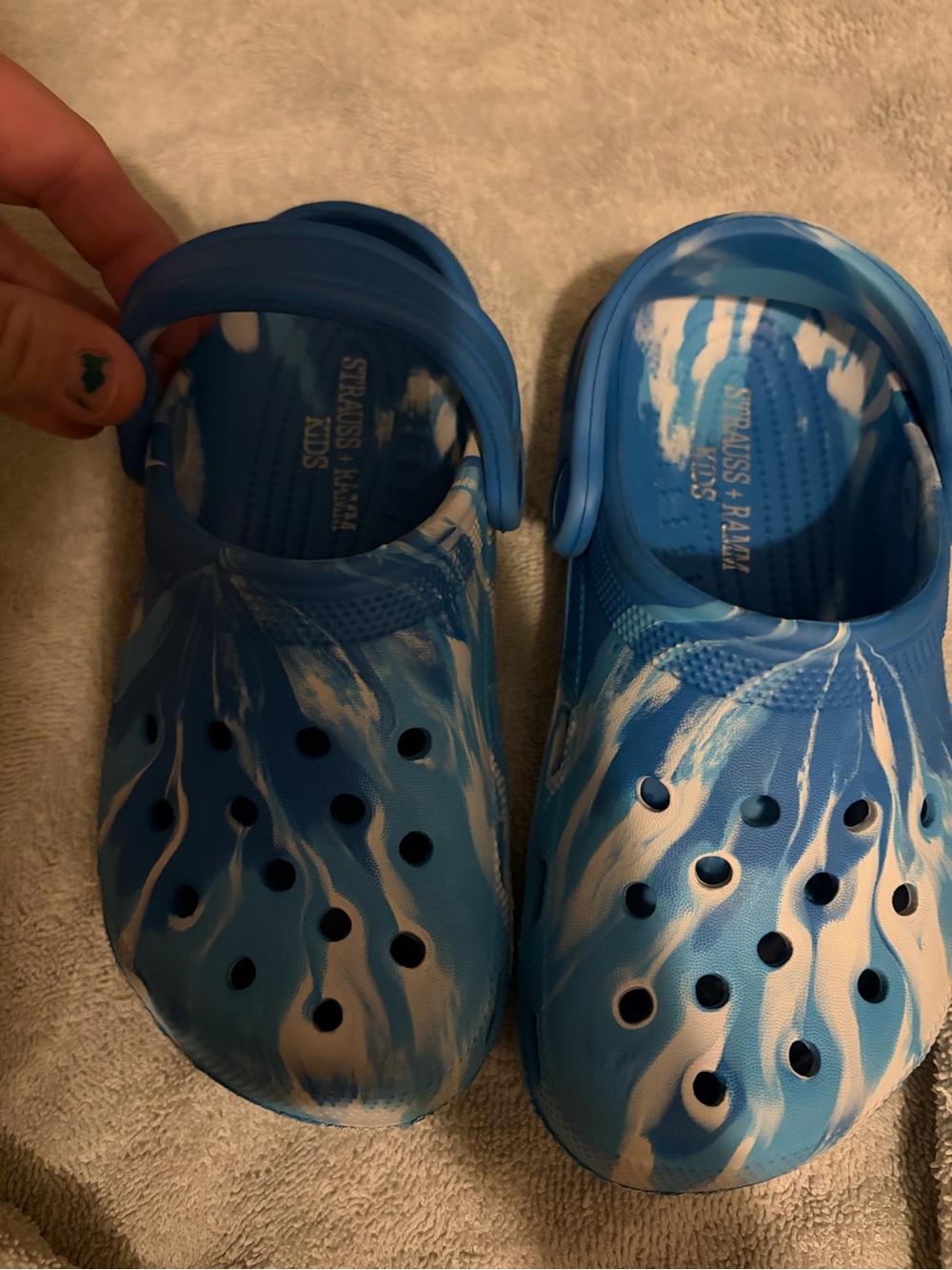 White and blue kids shoes